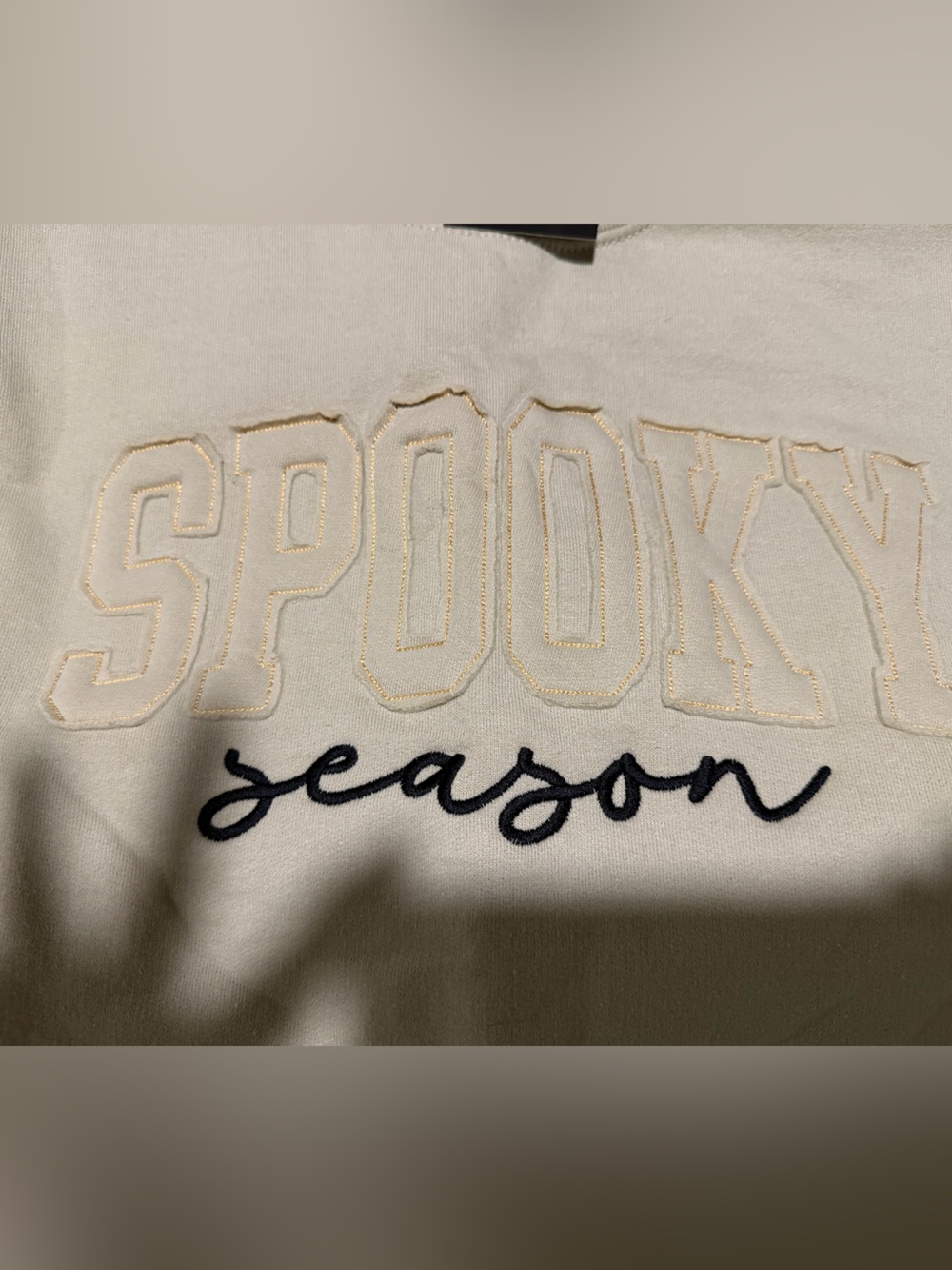New Spooky Embroidered Tan/Khaki Sweatshirt